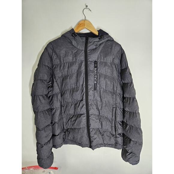 Nautica Men's Stretch Reversible Puffer Jacket Gray Size M Lightweight - Picture 1 of 5